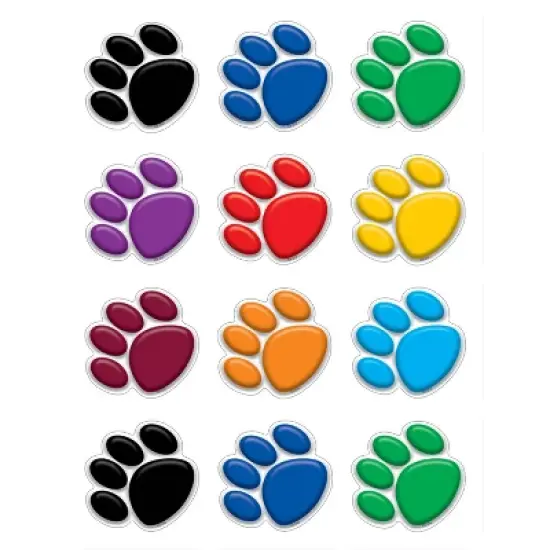 Teacher Created Resources&reg; Colorful Paw Prints Mini Accents, 36 Per Pack, 6 Packs image {1}