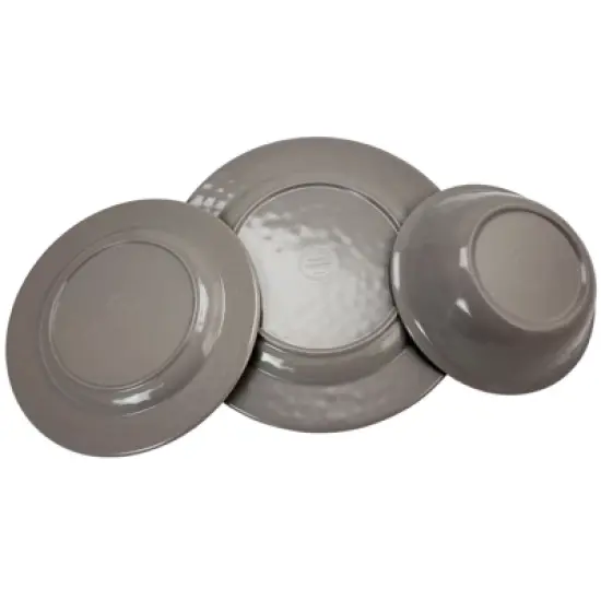 Gibson Studio California Mauna 12 Piece Melamine Dinnerware Set in Grey image {2}