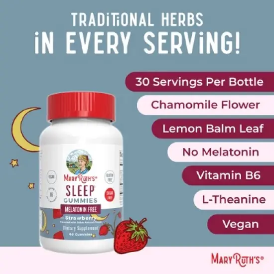 MaryRuth's Adult Sleep No Melatonin Gummies, Strawberry, 60 ct image {6}