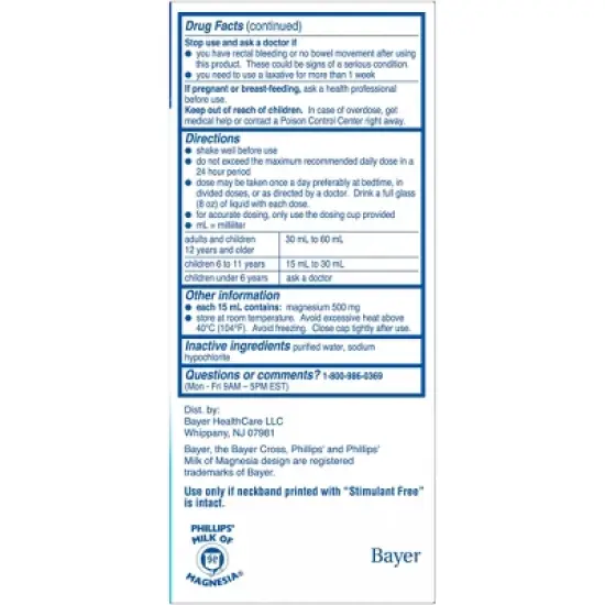 Genuine Philips Milk of Magnesia Saline Laxative Original 4 oz, 1 Count image {5}