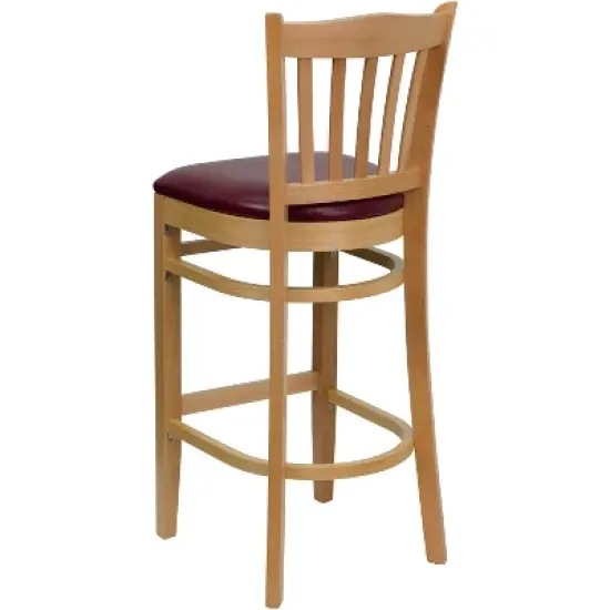 Emma and Oliver Vertical Slat Back Wooden Restaurant Dining Barstool image {2}