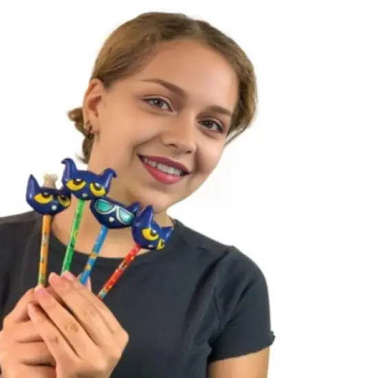 Pete the Cat Theme Squishy Pens (4 Pack) - Fun Fidget Toppers, Black Ink image {2}