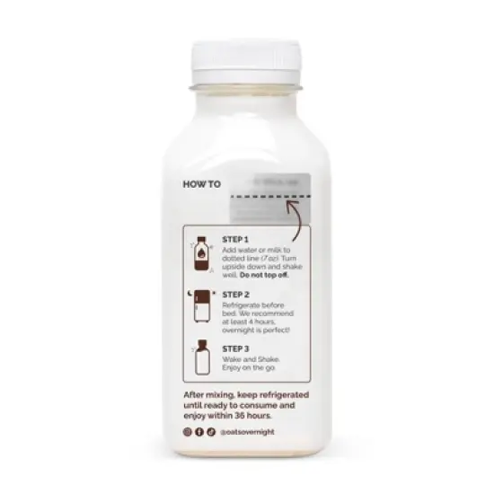 Oats Overnight Cookies and Cream Breakfast Shake - 2.2oz image {2}