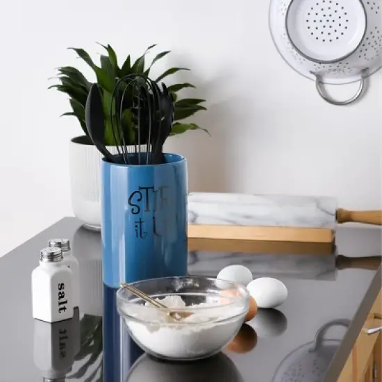 Design Imports Blue Stir It Up Ceramic Utensil Holder image {2}