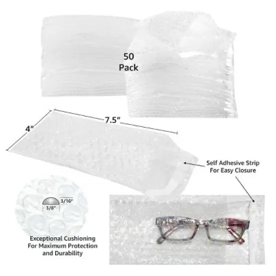 UOFFICE 50 Bubble Out Bags 4" x 7.5" Self Seal Pouches image {13}