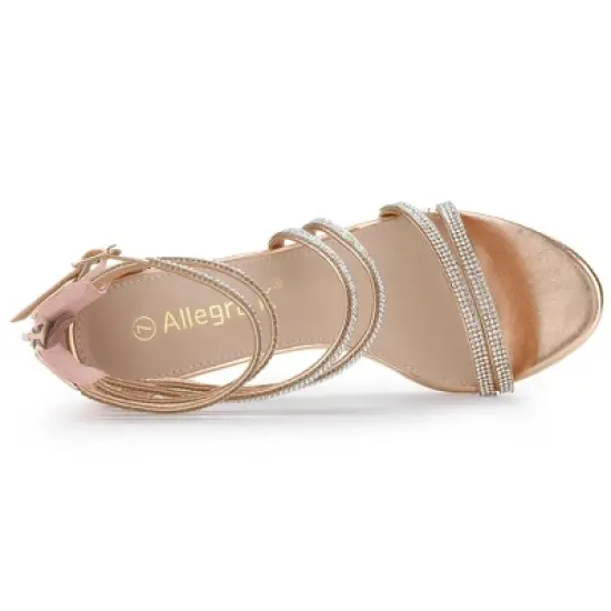 Allegra K Women's Ankle Strap Rhinestone Stiletto Heel image {4}