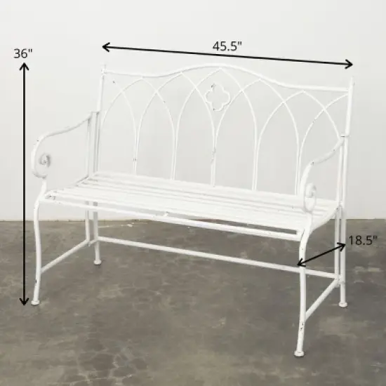 Sullivans Crisp White Metal Garden Bench 36"H White image {6}