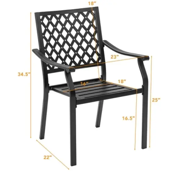 Costway Set of 2 Patio Dining Chairs Stackable Metal Slat Armreset Garden Yard image {3}