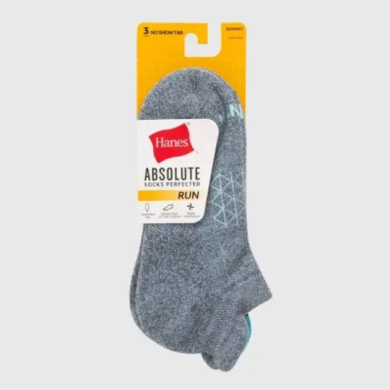 Hanes Women's Absolute Active Run Heel Shield 3pk No Show Socks - 5-9 image {2}