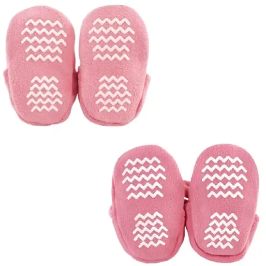 Hudson Baby Infant Girl Animal Fleece Booties 2-Pack, Pink Owl Fox image {4}
