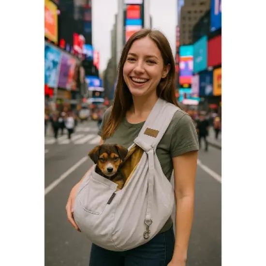 Parisian Pet - 'Gray Sling Carrier' for Dogs & Cats - Hands-Free Pet Transport Solution image {2}