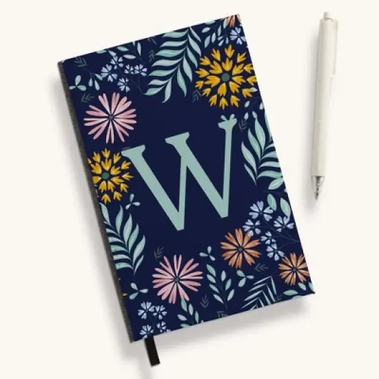 Personalization Mall Flowery Initial Personalized Journal Mint/Navy image {23}
