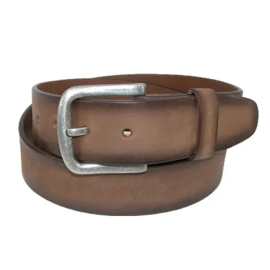 CTM Men's Big & Tall Burnished Leather Bridle Belt with Removable Buckle image {3}