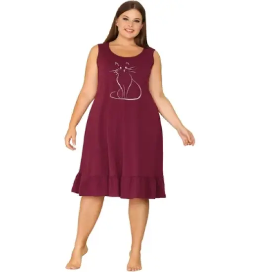 Agnes Orinda Women's Plus Size Sleeveless Comfy Lovely Tank Nightgown image {2}