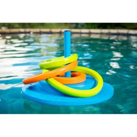 TRC Recreation Floating Super Soft Durable Foam Ring Toss Swimming Pool and Lawn Game with 4 Soft Multicolor Rings for Kids and Adults, Orange image {2}