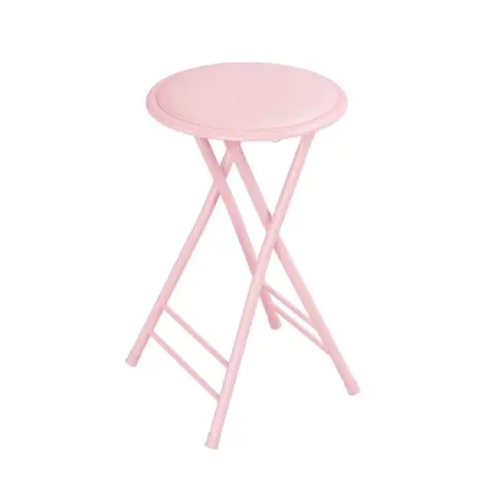 Set of 2 Counter Height Bar Stools &ndash; 24-Inch Backless Folding Chairs with 300lb Capacity for Kitchen, Rec Room, or Game Room by Trademark Home (Pink) image {7}