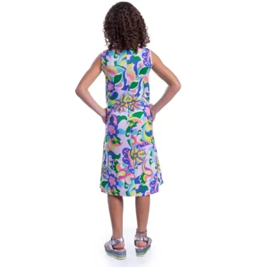 24seven Comfort Apparel Colorful Girls  Floral Sleeveless With Pockets Short Dress image {2}