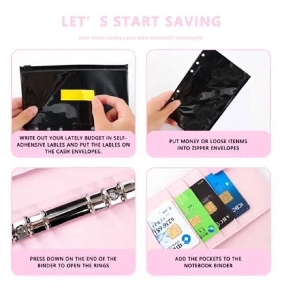 Money Saving Challenge Binder Trackers, A6 Budget Organizer for Cash, Saving Binder with Cash Envelopes, Expense Sheets image {2}