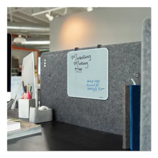 U Brands Cubicle Glass Dry Erase Board, 12 x 12, White Surface image {1}