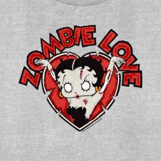 Women's Betty Boop Halloween Zombie Love Heart T-Shirt image {1}