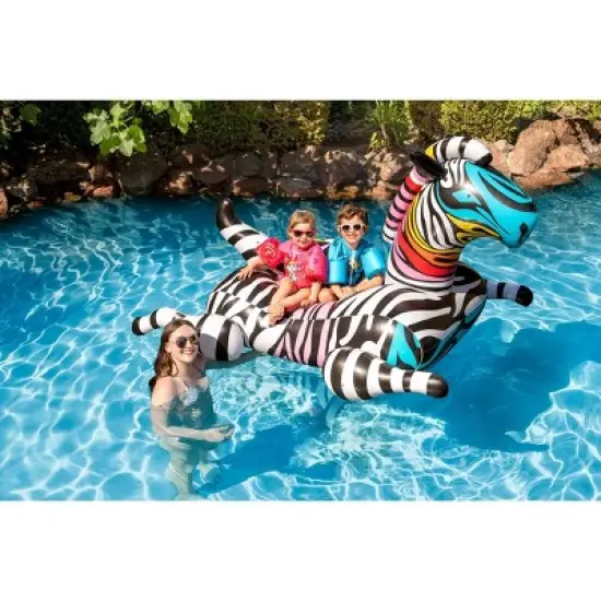 Poolmaster Zany Zebra Jumbo Swimming Pool Float Rider image {6}