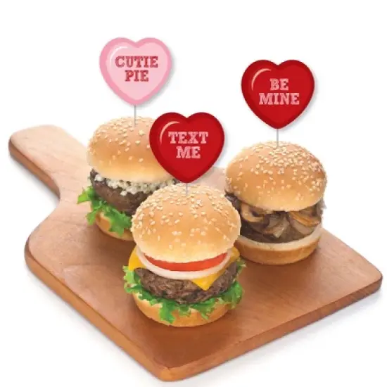 Big Dot of Happiness Conversation Hearts - Dessert Cupcake Toppers - Valentine's Day Party Clear Treat Picks - Set of 24 image {2}