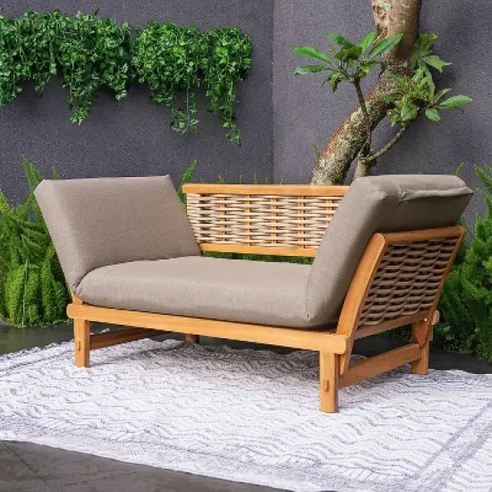 Cambridge Casual Auburn Teak Sofa Daybed with Sunbrella Cast Shale Cushion image {2}