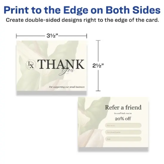 Avery Printable Rectangle Business Cards with Sure Feed Technology, 2.5" x 3.5", Ivory Cardstock, Print-to-the-Edge, Laser/Inkjet Cards, 150 Total image {5}