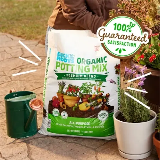 Back to the Roots 25.7qt Organic Potting Mix Premium Blend All Purpose: Soil for Flowers & House Plants, Peat-Free image {8}