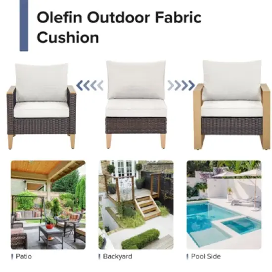 Gymojoy 2PCS Outdoor Patio Sectional Sofa Wicker Sofa Rattan & Wicker Modern Modular Sofa image {3}