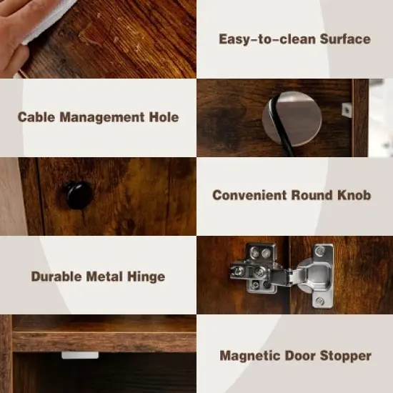 Tangkula Nightstand Bedside End Side Table Bookshelf w/ Charging Station image {5}