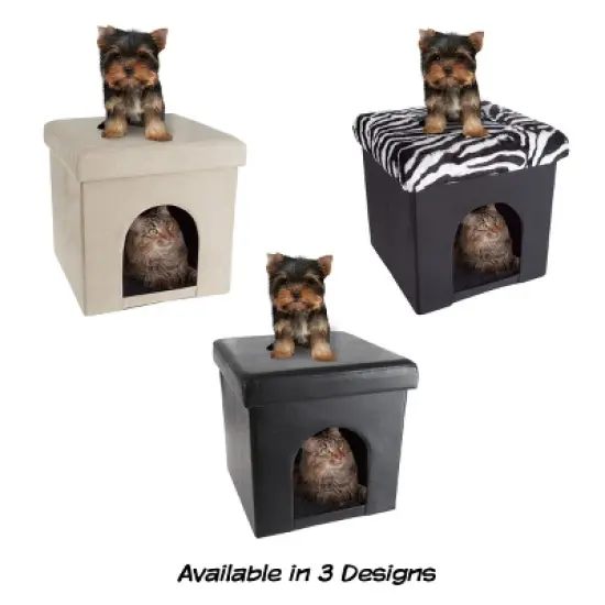 Pet Adobe Multipurpose Pet House Ottoman &ndash; 15" x 15" x 15", Black image {3}