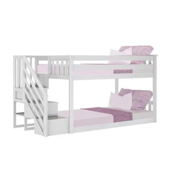 Max & Lily Twin Low Bunk Bed with Staircase image {6}