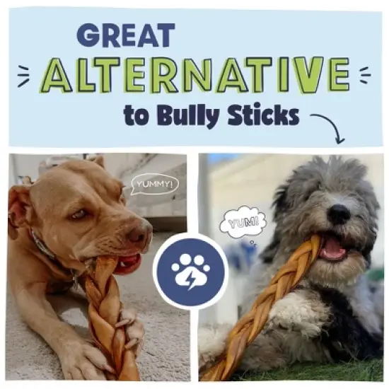 Pawstruck Natural Beef Collagen Braids for Dogs - Tough Long Lasting Alternative to Traditional Rawhide image {2}