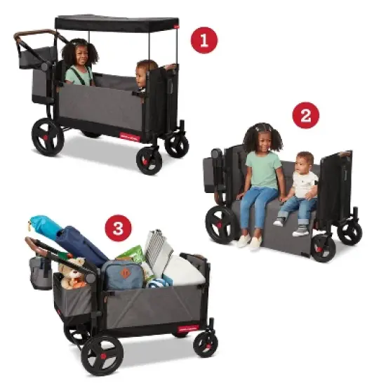 Radio Flyer Atlas Kid and Cargo Stroller Wagon - Gray image {6}