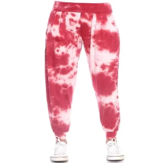 Women's Tie Dye Harem Pants with Pockets - White Mark image {6}