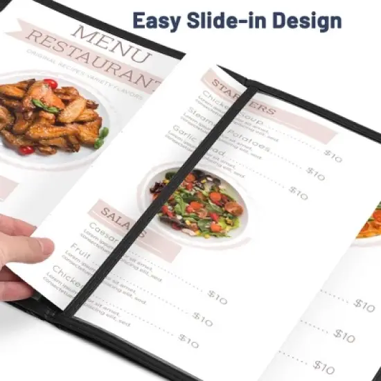 WeChef 30 Pcs Menu Covers 8.5x11" 2 Page 4 View & 4.25x11" Half Page Wine List image {3}