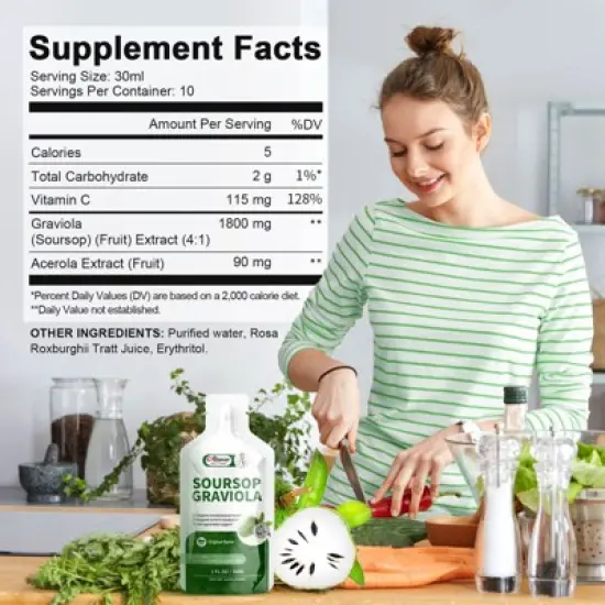 Alliwise Soursop Graviola Liquid for Immune Boost, High Absorption Soursop Bitters Drink/Oral Solution - 10 FL OZ image {5}