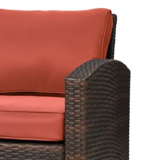 6pc Wicker Outdoor Conversation Set with Cushions & Ottomans - Orange - EDYO LIVING image {5}