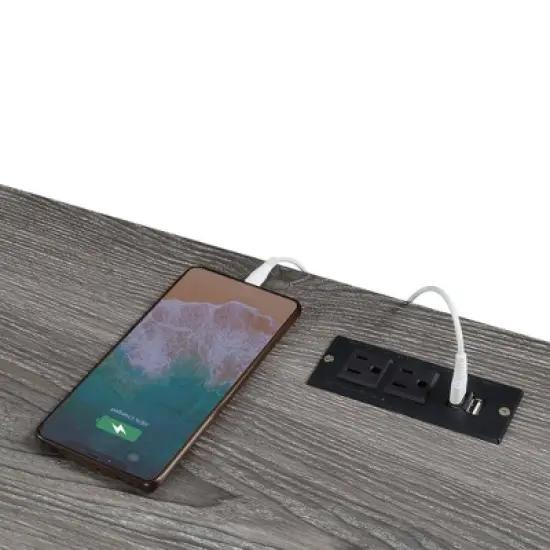 47" Monterey Desk with Charging Station Weathered Gray/Black - Breighton Home image {5}