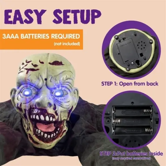 Joyfy Halloween Outdoor Decoration Animated Zombie Groundbreaker with Flashing Eyes for Halloween Yard, Lawn, Patio, Haunted House Decor image {5}