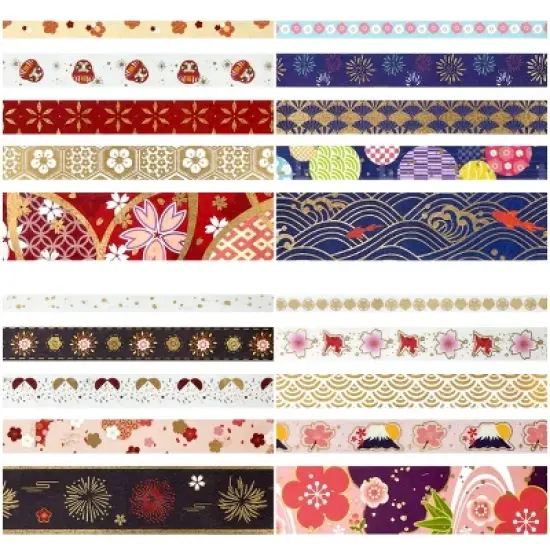 Wrapables Gold Foil Washi Tape in Gift Box Set for DIY Arts & Crafts, Scrapbooking (20 Rolls) image {3}