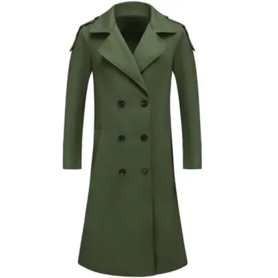 Lars Amadeus Men's Winter Notch Lapel Double Breasted Solid Color Long Overcoat image {8}
