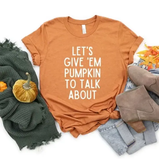 Simply Sage Market Women's Let's Give 'Em Pumpkin To Talk About  Short Sleeve Graphic Tee image {1}