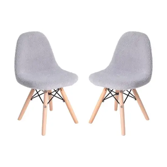 Emma and Oliver Set of 2 Children's Dorset Faux Shearling Accent Chairs with Beechwood Legs for Bedroom, Play Room and More image {9}