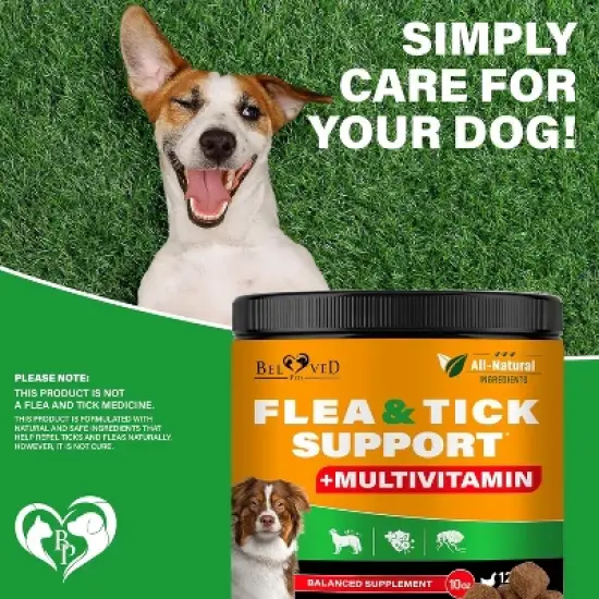 Beloved Pets Flea & Tick Support + Complex Multivitamin Soft Chews for Skin & Coat Supplement for Dogs, 10 Oz - 1 Pack image {6}