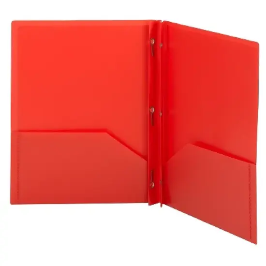 Smead Poly Two-Pocket Folder w/Fasteners 11 x 8 1/2 Red 25/Box 87727 image {3}