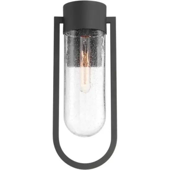 Possini Euro Design Villa Lane 18 1/2" High Modern Outdoor Wall Light Fixture Mount Porch House Exterior Weatherproof Sand Black Clear Glass Shade image {4}