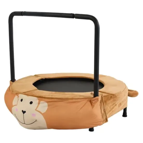 NAYSAYE Trampoline Kids Indoor Outdoor Foldable Trampoline with Monkey Design for Fun Play and Easy Storage, Yellow and Black, 36.22"*36.22"*8.46" image {5}