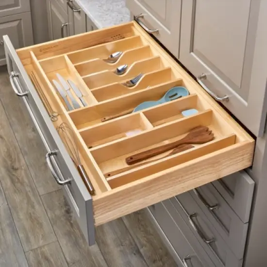 Rev-A-Shelf Trimmable Wooden Kitchen Drawer Divider Utility Holder Cutlery Tray Organizer Insert image {1}